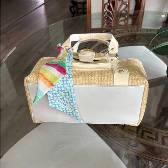 🤍🤍VINTAGE COACH LEGACY NATURAL WOVEN STRAW TOTE 65TH ANNIVERSARY TOTE BAG!🤍🤍 - Picture 6 of 12